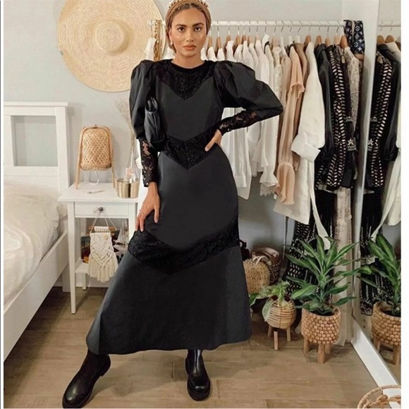 NWT H&M Conscious Lace Trimmed Midi Dress - Picture 5 of 11